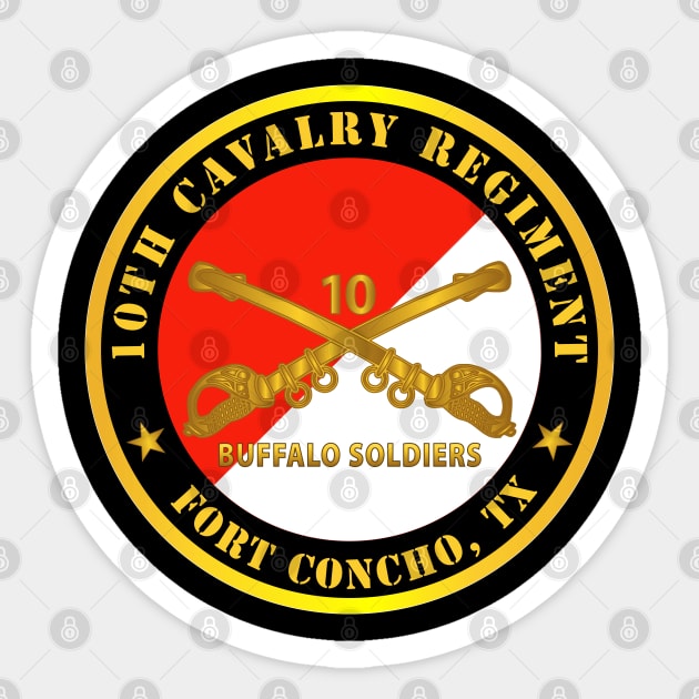 10th Cavalry Regiment - Fort Concho, TX - Buffalo Soldiers w Cav Branch Sticker by twix123844